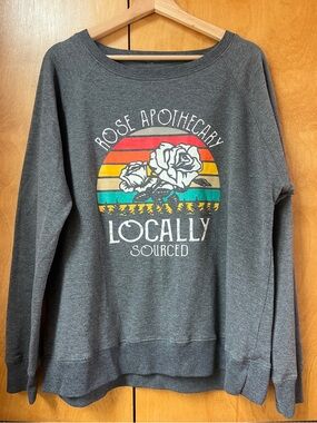 Rose Apothecary from “Schitts Creek” Gray Crewneck Roses logo Sweatshirt
